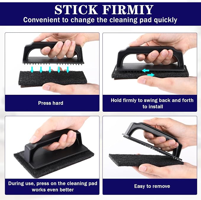 Reallnaive 31 Pcs Griddle Cleaning Kit for Flat Top Grill,Black | Screen Holder, Grill Screens Cleaning Pads, Heavy Duty Abrasive Mesh Pads for Cast Iron, Stainless Steel Griddle Cleaner