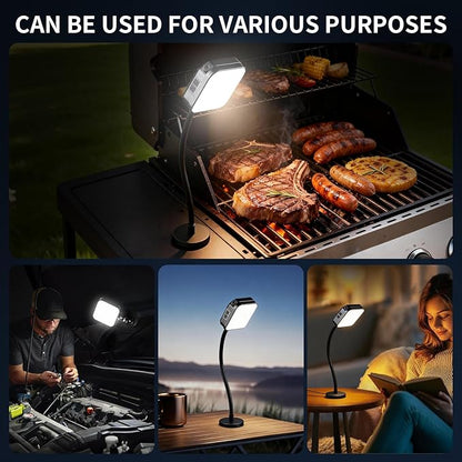 Ultra-Bright Magnetic Grill Lights for Outdoor Grill, Rechargeable 360° Rotate Waterproof Grill Light Work Light Camping Lights, Perfect BBQ Accessory Gift for Men