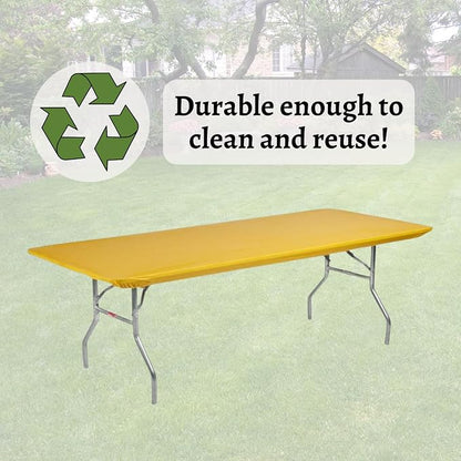 6' Rectangle Plastic Table Covers 30" x 72", Bundle of 5 (Gold)