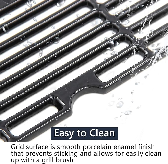 Hongso 18 3/16 inch Porcelain Cast Iron Grill Grates for 463347519 463373019 CharBroil Performance 5 Burners, for 4 Burners 463342118 463342119 463347017 463332718 463376217 463376519 463376619 Grills