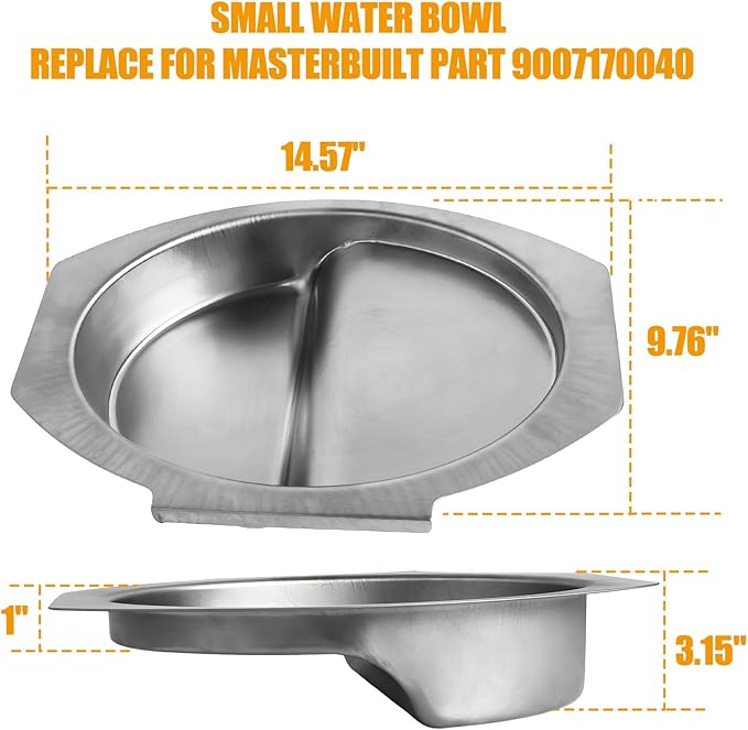 Small Water Bowl for Masterbuilt 30-inch Digital Electric Vertical BBQ Smoker Water Pan Replacement Part for Masterbuilt Original Model 9007170040