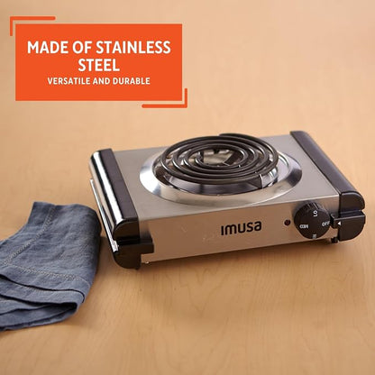 IMUSA USA GAU-80311 Electric Single Burner 1000-Watts, Stainless Steel, Silver (Pack of 3)