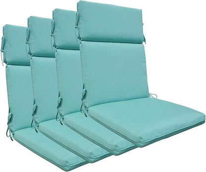 Indoor Outdoor High Back Chair Cushions Replacement Patio Chair Seat Cushions Set of 4 (Olefin Light Blue)