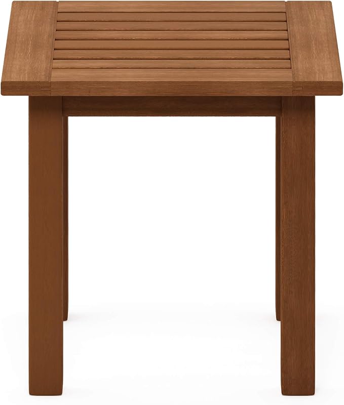 Furinno FG18506 Tioman Hardwood Patio Furniture Outdoor End Table, Natural