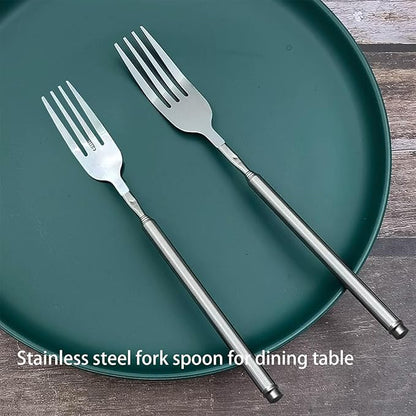 2PCS extendable fork set, stainless steel extendable camping barbecue fork, marshmallow grill stick, long handled dessert fruit fork, portable outdoor cooking tool