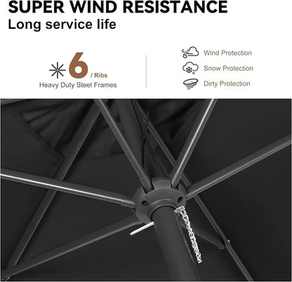 10 ft Patio Umbrella Outdoor with Push Button Tilt, Black | UV Protection, Waterproof, Large Porch Deck Umbrella for Pool, Table, Garden, Backyard, Provides Shade