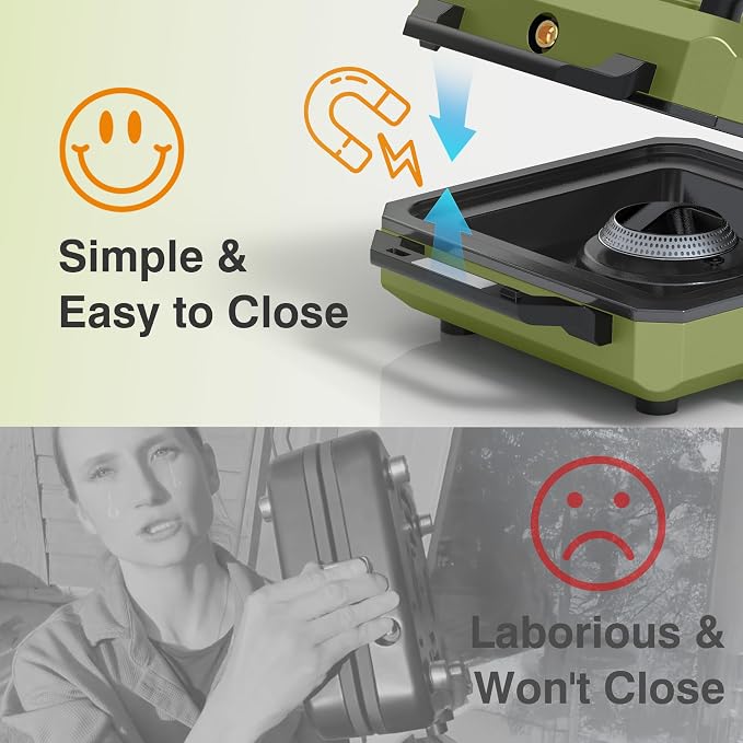 ODSD 2 Burner Camping Stove with Windshield, 20000 BTU Propane Camp Stove, Portable Folding Gas Stove, Camping Essentials Gear Includes Frying Pan, Coffee Stand & Carry Bag, Green