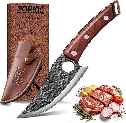 Viking Knife, Butcher Knife Set Hand Forged Boning Knives, Japanese Serbian Chef knives Kitchen Chopping for Meat Cutting Chefs Cleaver Camping Cooking, BBQ, Gifts for Men