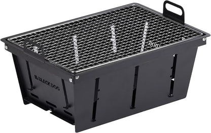 BLACKDOG IGT Compatible Insert Grill, Foldable Carbon Steel Charcoal Module for Modular Camp Kitchen System, Rapid Setup Handles, 14.2" x 9.8", Perfect Flush Fit