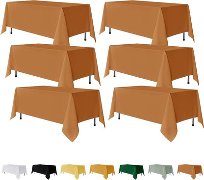 Fitable 6 Pack Bronze Tablecloths for Rectangle Tables, 70 x 120 Inch | Wrinkle & Stain Resistant, Washable Polyester Fabric, For Wedding Party Banquet Formal Events Fall Thanksgiving Harvest