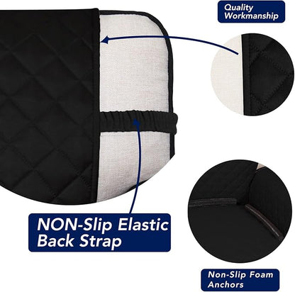 PureFit Reversible Quilted Couch Covers for Dogs Loveseat Sofa Cover 46.5” | Black/Black, Water Resistant Couch Protector, Washable Pet Couch Cover with Non Slip and Elastic Straps For Kids