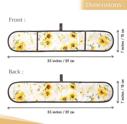 Maison d' Hermine Double Oven Mitts 100% Cotton Double Oven Glove (7"x35") | Heat Resistant BBQ Cooking Gloves with Loop Baking Grilling Kitchen Hotel Home Farmhouse Spring Summer - Candice