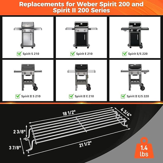 QuliMetal Foldable Stainless Steel Warming Rack for Weber Spirit 200 & Weber GS4 Spirit II 200 Series (2017 and Newer), Weber Spirit E/S-210, E/S-220 with Up Front Control, Replaces Weber 67026