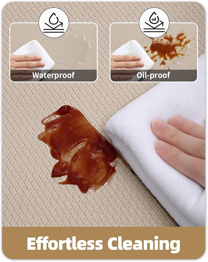 Color&Geometry Anti Fatigue Cushion Kitchen Mat for Floor -24"x71",Wide,Easy Clean, Water & Oil Proof, Anti Slip, Foam Rubber Runner Rug for Front Sink Comfort Standing,Dark Beige