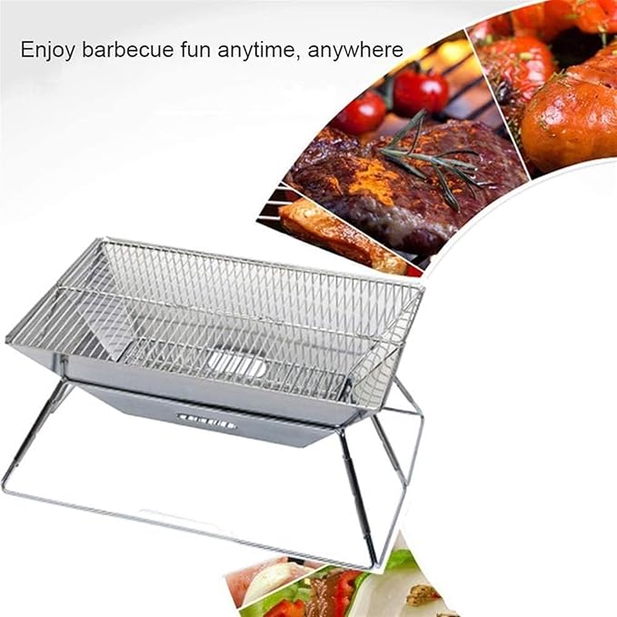 Charcoal Grill Outdoor Stainless Steel Barbecue Grill Charcoal Grill Portable Foldable for Camping BBQ Grill