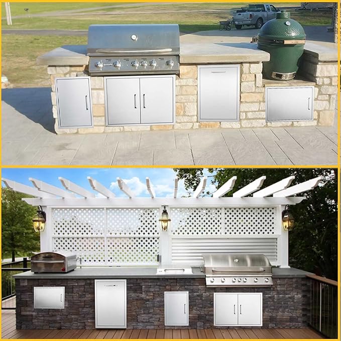BBQ Access Door Stainless Steel,Overall-Size:23" W 17" H Horizontal Single Door Reversible Open Left or Right, Flush Mount for Outdoor Kitchen