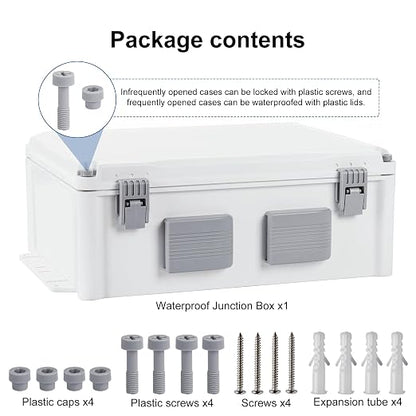 Namunanee Outdoor Electrical Junction Box, ABS Water Resistant Enclosure with Internal Mounting Panel & Hinged Cover (15" H x 11" L x 6" W)
