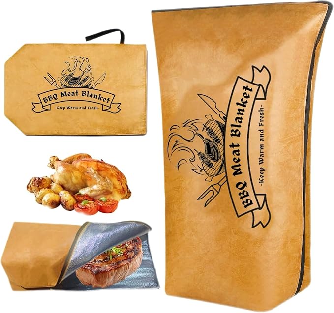 BBQ Blanket for Resting Meat,BBQ Brisket Blanket Meat Resting Blanket for Smoking, Reusable Smoker Grilling Meat Insulated Resting Bag with Wide Mouth for Large Brisket/Beef (Regular 21in)