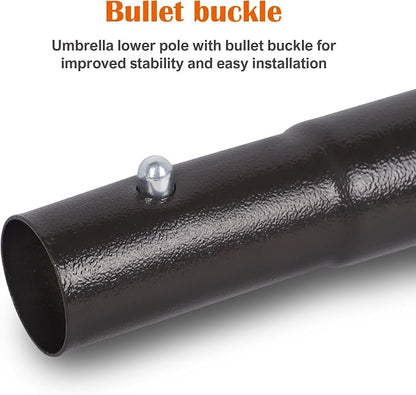 Blissun Umbrella Replacement Lower Pole, Aluminium Patio Umbrella Extension Bottom Pole Replacement with Bullet Buckle, Bronze - Exact Fit Umbrellas Only