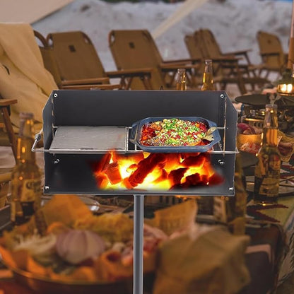 Park Style Charcoal Grill, 16"x16"x8" Heavy Duty Outdoor Park Grill with Cooking Grate, Backyard Camping BBQ Grilling