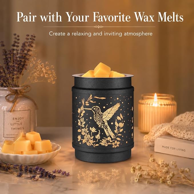 kobodon Wax Melt Warmer Hummingbird Metal Wax Warmer for Scented Wax | Electric Fragrance Candle Oil Burner 2 in 1 Wax Melts as Gifts for Moms Grandma Women Girls