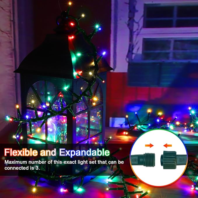 Color Changing String Lights, 500 LED Warm White & Multicolor Christmas Lights Plug in, 10 Modes Timer LED Fairy Lights, Waterproof Christmas Lights Outdoor for Xmas Tree Party Bedroom Decor