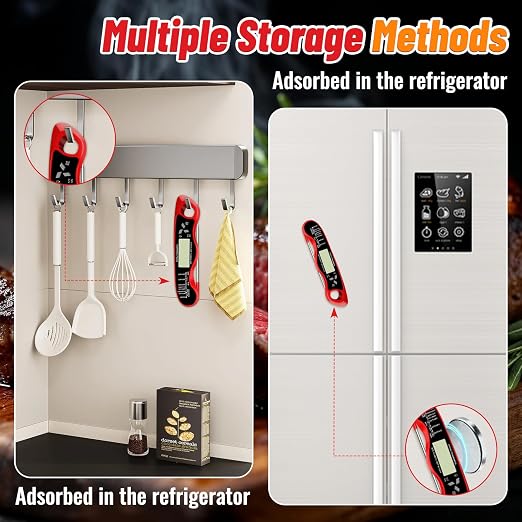 Meat Thermometer Digital, IP67 Waterproof Food Thermometer for Cooking | Backlight, Hold Function, Magnet, IP67 Waterproof, LED screen, for Kitchen, Grill, BBQ, Beef, Candy, Turkey