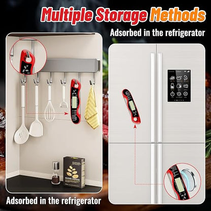 Meat Thermometer Digital, IP67 Waterproof Food Thermometer for Cooking | Backlight, Hold Function, Magnet, IP67 Waterproof, LED screen, for Kitchen, Grill, BBQ, Beef, Candy, Turkey