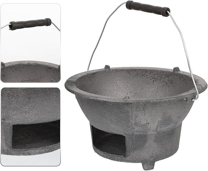 Outdoor Barbecue Stove Portable Charcoal Grill Cast Iron 20cm Compact Camping Barbecue Tool for Outdoor Cooking Assorted Style Assorted style