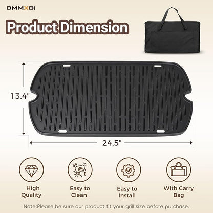 Cast Iron Griddle with Carry Bag for Weber Traveler Grill 9010001 9020001 | 7034 Griddle Insert Replacement Parts for Weber Traveler Portable Grill 9030001 9013001 9011701 Flat Top Griddle Accessories