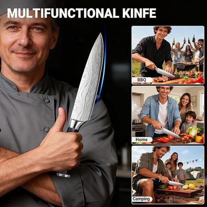 Chef Knife 8 Inch Kitchen Knife - Ultra Sharp Japanese High-Carbon Steel Chefs Knife, Professional Cooking Knives with Ergonomic Wood Handle & Gift Box