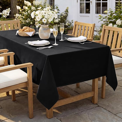 Softalker Square Tablecloth, Waterproof Table Cloths Wrinkle Free Fabric Washable Polyester Table Cover for Dining Tables Party Outdoor Camping Parties Buffet - 70 x 70 inch, Black