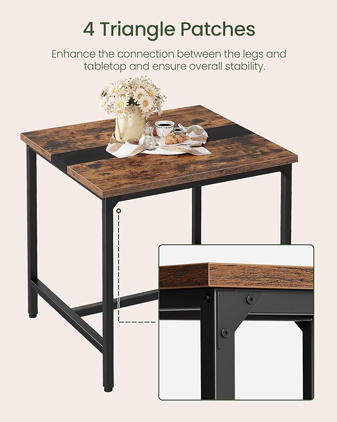 CHOEZON Square Kitchen Dining Table, 29.5'' Dining Table, Small Dining Tables, Writing Desk, Coffee Tables, for Restaurant, Living Room, Apartment, Rustic Brown and Black TCZ02BF
