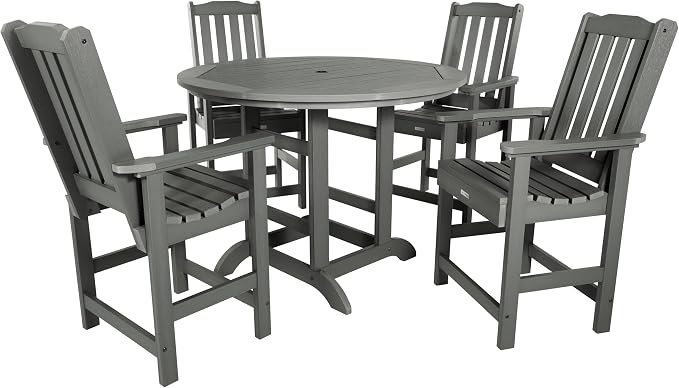 highwood AD-CNL48-CGE Lehigh 5-Piece Round Counter Height Dining Set, Coastal Teak