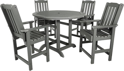 highwood AD-CNL48-CGE Lehigh 5-Piece Round Counter Height Dining Set, Coastal Teak