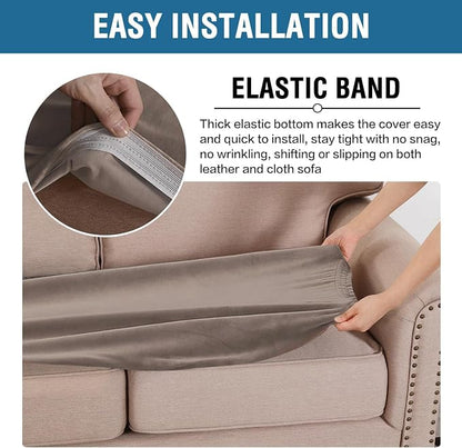 H.VERSAILTEX Velvet Stretch Individual Couch Cushion Cover Plush Slipcover for Loveseat Sofa Furniture Protector Seat Cover (1 Piece Loveseat Cushion Cover, Taupe)