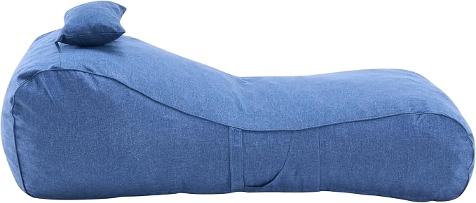 Christopher Knight Home Morton Outdoor Bean Bag Chair Set of 2, Fabric Bean Bag Chair for Adults and Kids, Indoor/Outdoor Sun Lounger with Headrest, Patio Chaise Lounge Chair Set of 2, Navy Blue