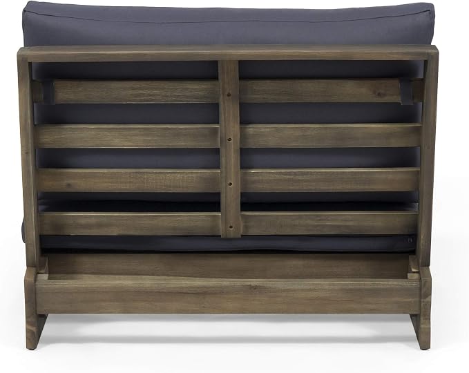 Sherwood Outdoor Club Chair with Cushions - Acacia Wood - Gray/Dark Gray