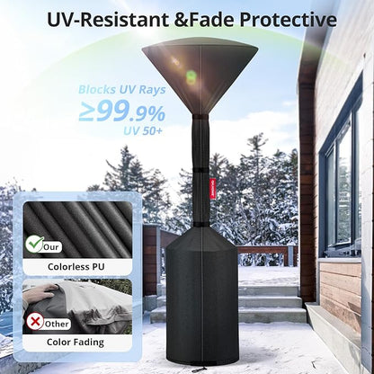 QH.HOME Patio Heater Covers, [2026 Upgraded Tear-Resistant Fabric] Waterproof with Robust Zipper,Dustproof/Wind/Sunlight/Snow-Resistant, (89"H x 33"D x 19"B ,Black)