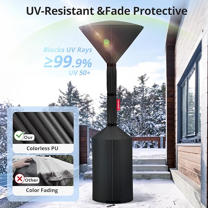 QH.HOME 2 Packs Patio Heater Covers, [2026 Upgraded Tear-Resistant Fabric] Waterproof with Robust Zipper,Dustproof/Wind/Sunlight/Snow-Resistant,(2 Pack-89"H x 33"D x 19"B ,Black)