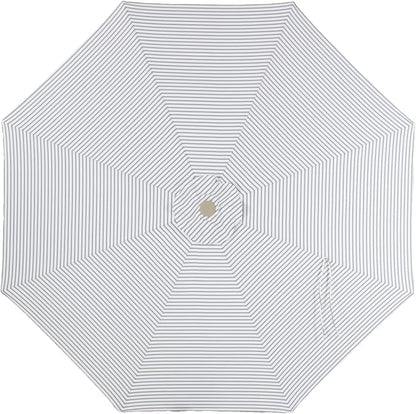 Tempera Striped Patio Umbrellas Outdoor Table Market Umbrellas with Crank & Pust Button Tilt|Auto-Tilt, 8 Steel Ribs, High Color-Fastness Canopy
