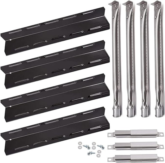 Hiorucet Grill Replacement Parts for Ken/More 146.34611410, 146.23673310, 146.23678310, 146.47468610, 146.16142210 Gas Grills, Grill Burner Tube, Heat Plate Shield, Crossover Tube Replacement Kit.