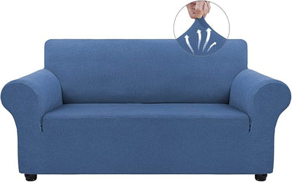 Asnomy Stretch Couch Covers Washable, loveseat Cover Slipcovers,River Blue | 1-Piece Sofa Cover(55"-78") loveseat cover Furniture Protector Soft Jacquard,Non-Slip Elastic Bottom for Dogs & Kids