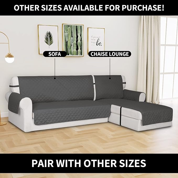 Easy-Going Reversible Couch Cover, Chaise Lounge, Dark Gray/Dark Gray | Machine Washable Slipcover For Dogs, Water Resistant Furniture Mat For Living Room, Non-Slip Sofa Cover, Pet Friendly