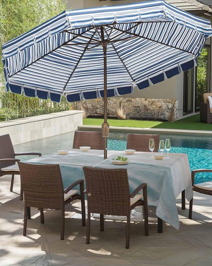 Summer Beach Outdoor Tablecloth - 52x70 Inch Rectangle Dining Table Cover, Coastal Ocean Nautical Seaside Aqua Beige Waterproof Outdoor Table Cloth with Umbrella Hole & Zipper for Picnic/Patio/Party