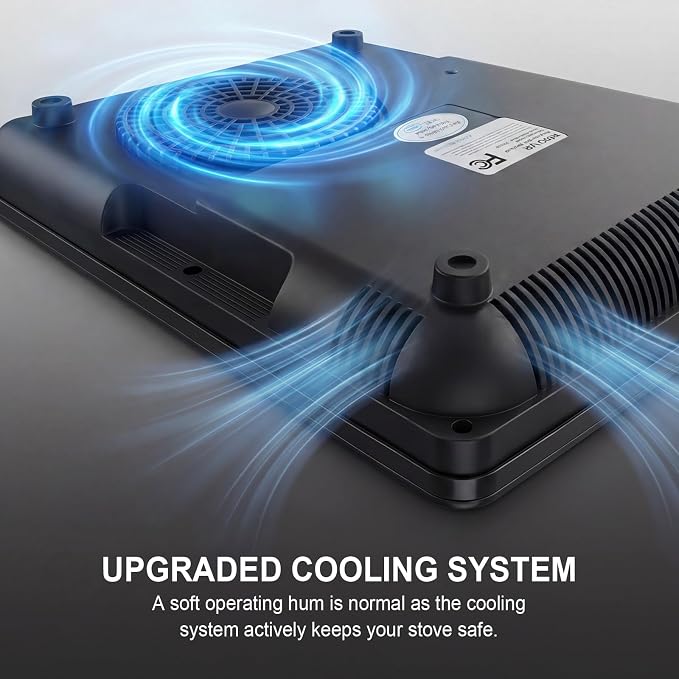 Portable Induction Cooktop 1800W Electric Countertop Stove for Kitchen, RV | Induction Burner with 9 Temperature Settings (140℉-518℉), 9 Power Levels, 10-Hour Timer Adjustment, LED Display, Safety Lock