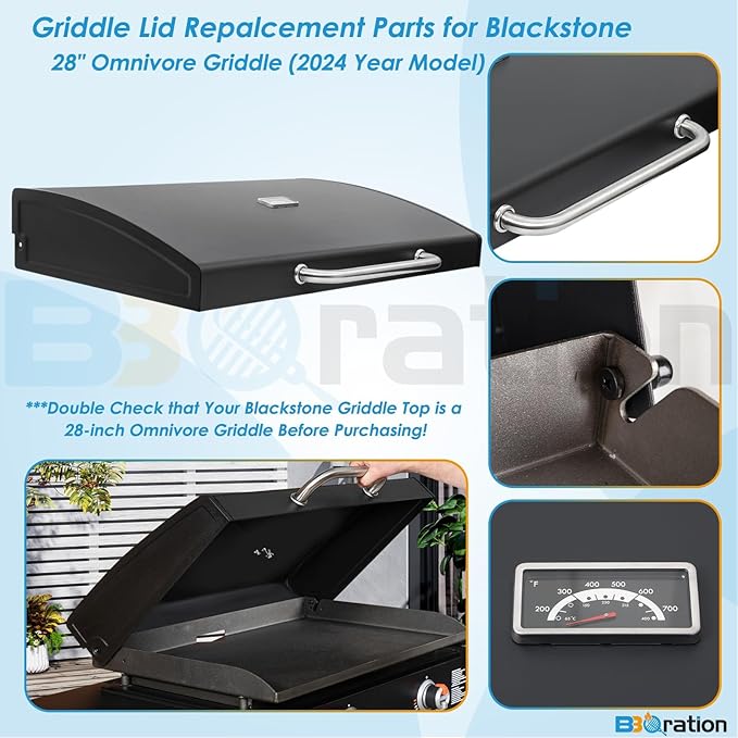 Upgrade Hinged Lid for Blackstone 1517 28 Inch Omnivore Griddle (2024 Model), 5857 Griddle Hood Flat Top Lid for Blackstone 28" 2206 2269 Grill Hood