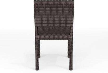 Martha Stewart Bedford Indoor-Outdoor Stackable Patio Chair with Rattan Wicker Finish in Brown