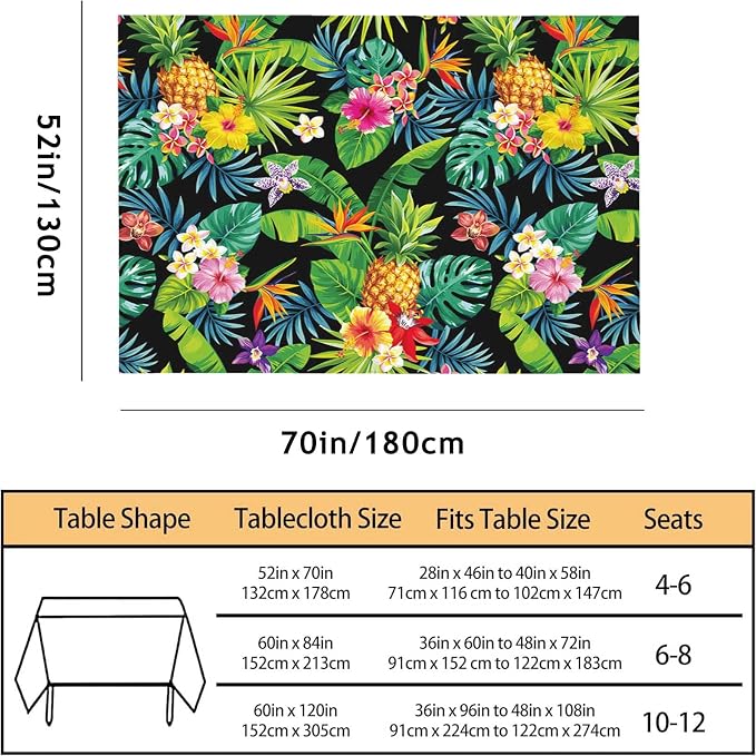 TKS MITLAN Pineapples Decorative Rectangle Tablecloth Hawaii Pineapples Palm Leaves Flowers Polyester Table Cloths Kitchen Table Cover for Dining BBQ Picnic Coffee Table 52 x 70 Inch 4-6 Seats