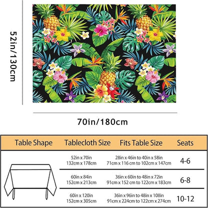 TKS MITLAN Pineapples Decorative Rectangle Tablecloth Hawaii Pineapples Palm Leaves Flowers Polyester Table Cloths Kitchen Table Cover for Dining BBQ Picnic Coffee Table 52 x 70 Inch 4-6 Seats